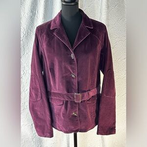 Columbia River Resort Jacket Plum
Velvet Pockets Belted Elbow Patches
Women's